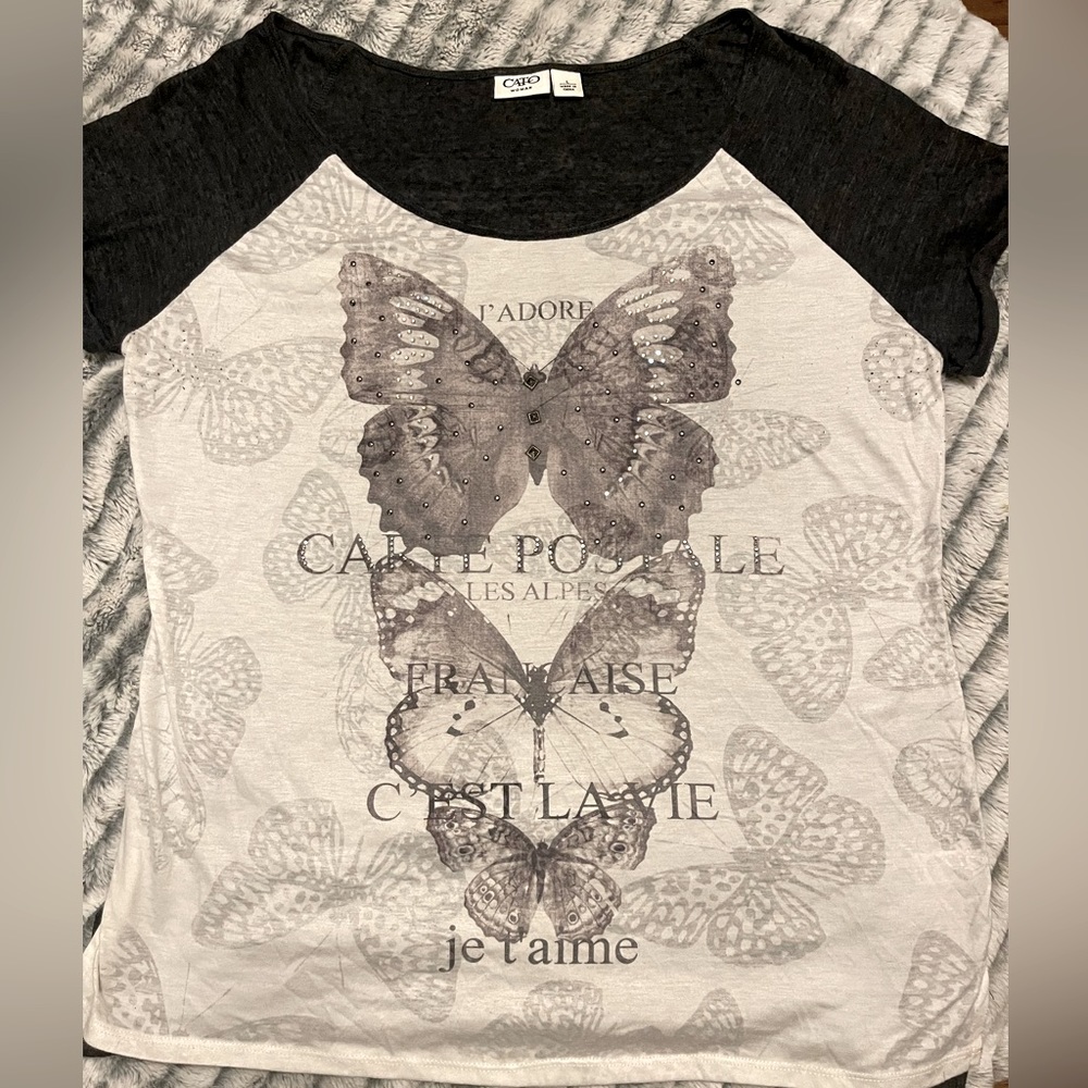 Cato Women’s Embellished Butterfly Tee
